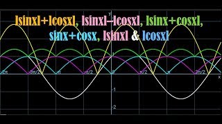 Graph of mod sinx + mod cosx, Graph of mod (sinx+cosx), sinx+cosx, Graph of mod sinx and mod cosx