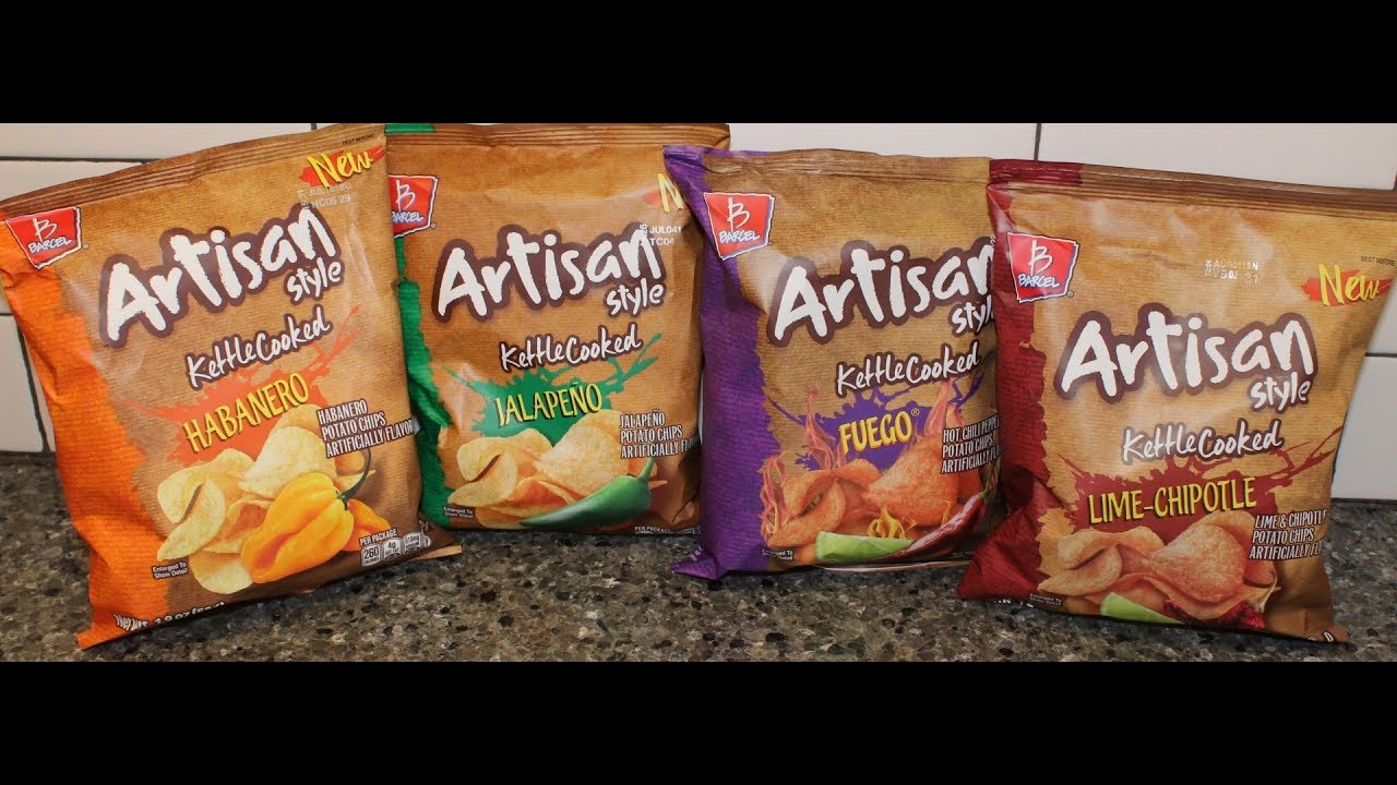 Barcel Artisan Style Kettle Cooked Potato Chips: Habanero, Jalapeno, Fuego ...