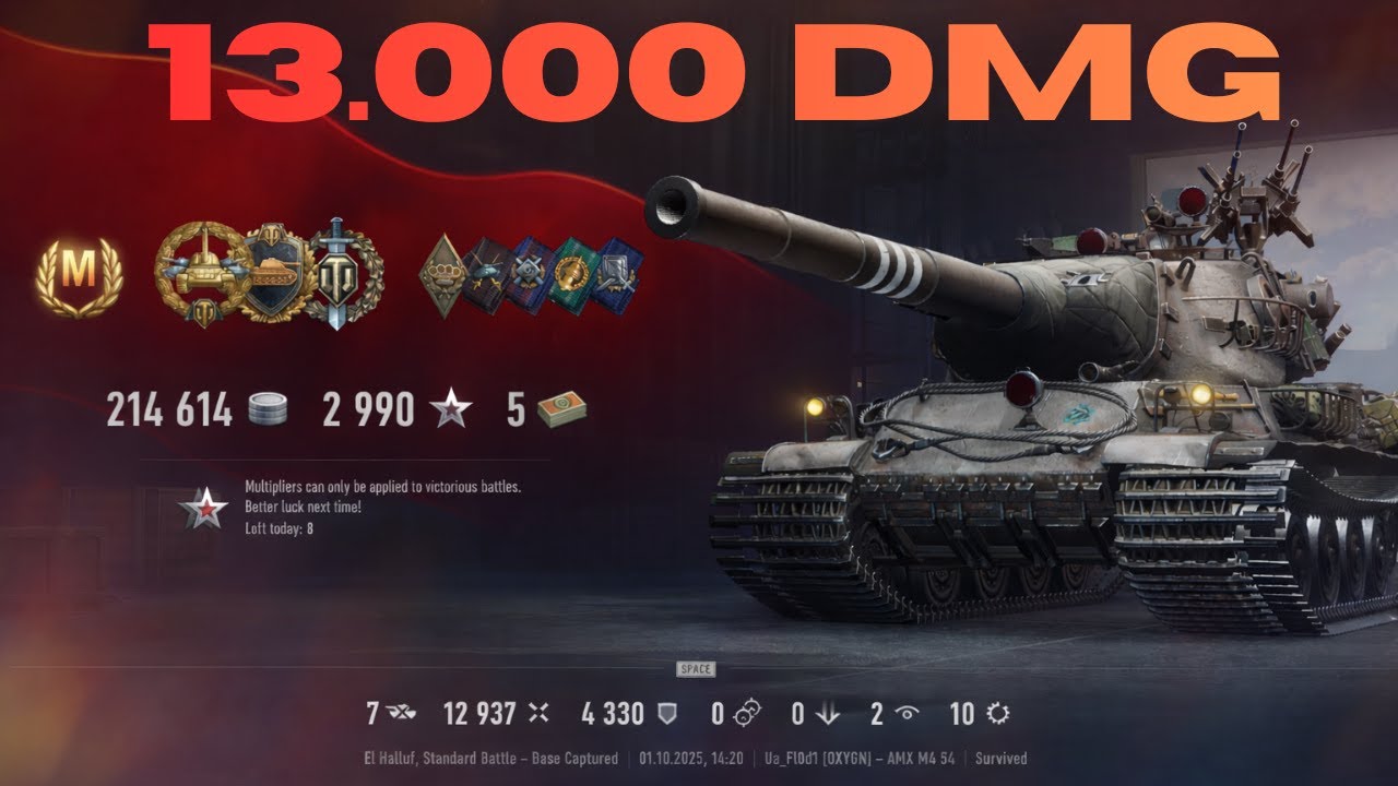 13,000K DAMAGE!! 😱 WORLD OF TANKS TOP DAMAGE GAME (WoT)