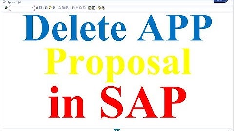 How to Delete Proposal in APP in SAP