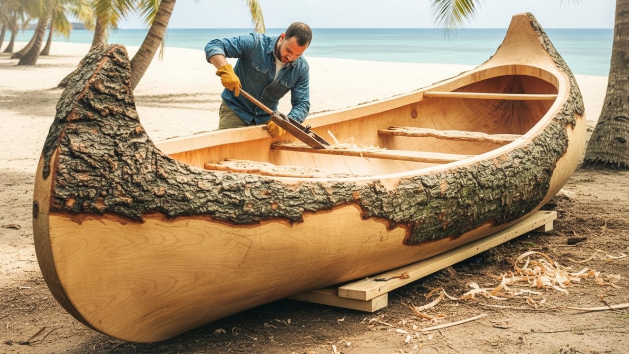 Масштабная трансформация бревна в лодку: от начала до конца. Автор: @OutbackMike