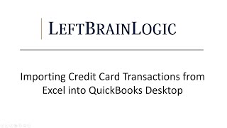 Importing Credit Card Transactions into QuickBooks from Excel