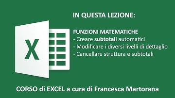 EXCEL tutorial 7S: SUBTOTALE (creare subtotali automatici in Excel)