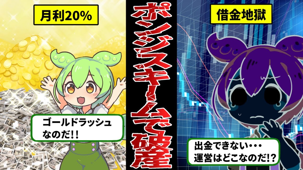 【投資詐欺】寝てるだけで月利20%のポンジスキームに手を出した末路【ずんだもん&ゆっくり解説】