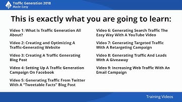 Traffic Generation 2018 Training Demo Video 1