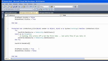 asp b55 change delete to select on gridview on delete user page