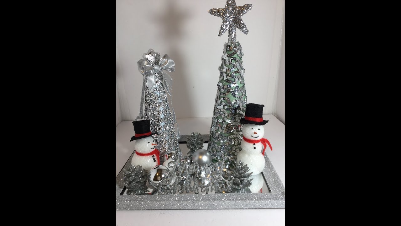 Christmas DIY- Mini Christmas Scene, Bling Ornament, Christmas tree and Snowman Dollar Tree