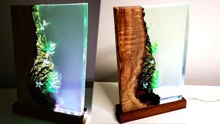 Epoxy Resin Night Lamp with Olive Wood - Resin Art
