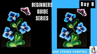 Beginners Guide |Simple Flower in One Stroke Painting  Day  8