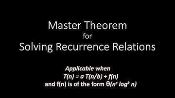 Master Theorem for Solving Recurrence Relations