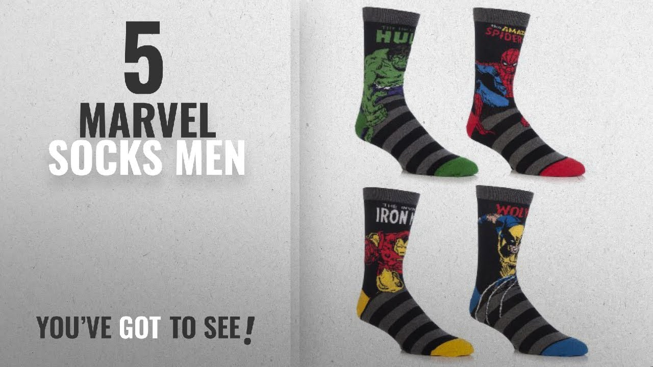 Top 10 Marvel Socks Men [2018]: Mens 4 Pair Marvel Comics - Hulk, Spiderman, Iron Man, Wolverine