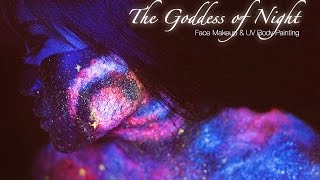 NYX The Goddess of Night Makeup |  UV Body Painting Tutorial