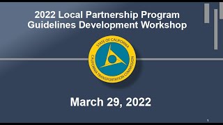 2022 Local Partnership Program Guidelines Development Workshop- March