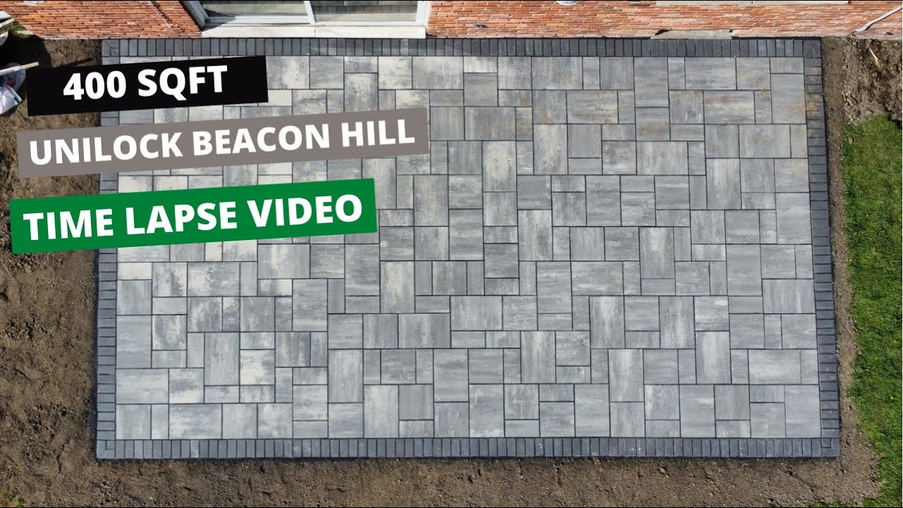 400 SQFT Unilock Beacon Hill Granite Patio Laid in 6 Minutes