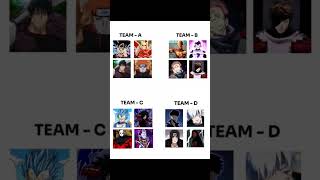 team' A team' B team' C and team'D/Anime character edit/song ishara