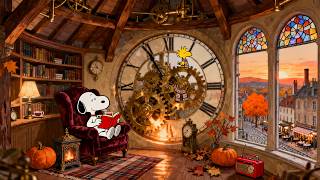 🕰️ Snoopy's Cozy Clock Tower 🍂 Autumn Sunset, Soft Jazz & Relaxing Ambience for Study, Relax & Sleep screenshot 5