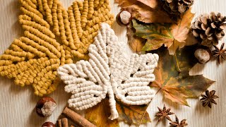 How to make macrame maple leaf pattern coaster: DIY maple leaf macrame coaster tutorial step by step