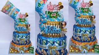 DIY | How to Make a Birthday Cake From a Low Budget Snack | Snack Tower Cake With Floating Candy