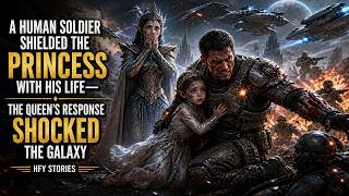 “A Human Soldier Shielded the Princess with His Life—The Queen’s Response Shocked the Galaxy” | HFY