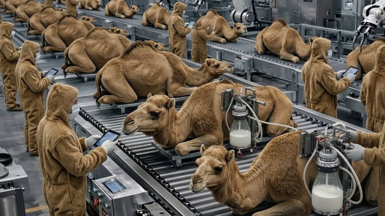 Camel Milk Factory Inside Process | From Farm to Bottle (AI Factory Video)