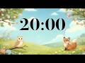20 Minute Timer with Spring Nature & Animals | Peaceful Acoustic Music | Classroom & Focus Countdown