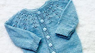 Easy Knit Baby cardigan sweater with straight needles PERFECT FOR BEGINNERS STEP BY STEP TUTORIAL