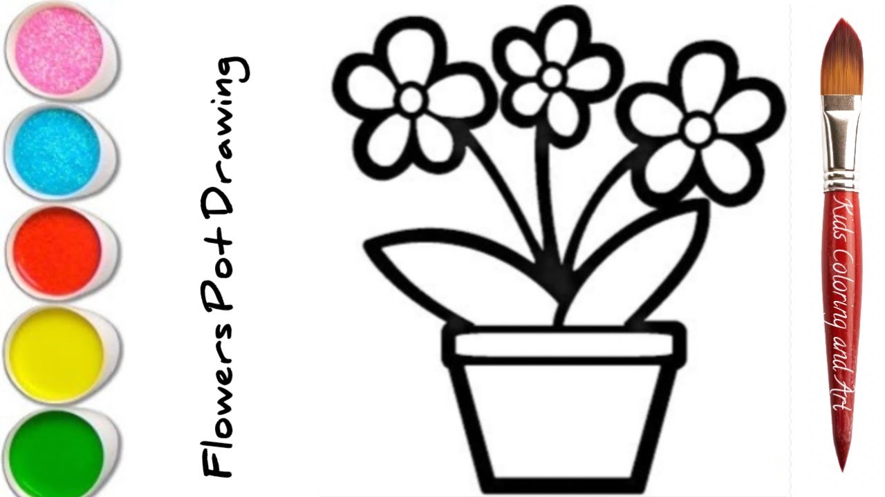 HOW TO DRAW A Flowers Pot EASY Flowers Pot DRAWING for kids beginners