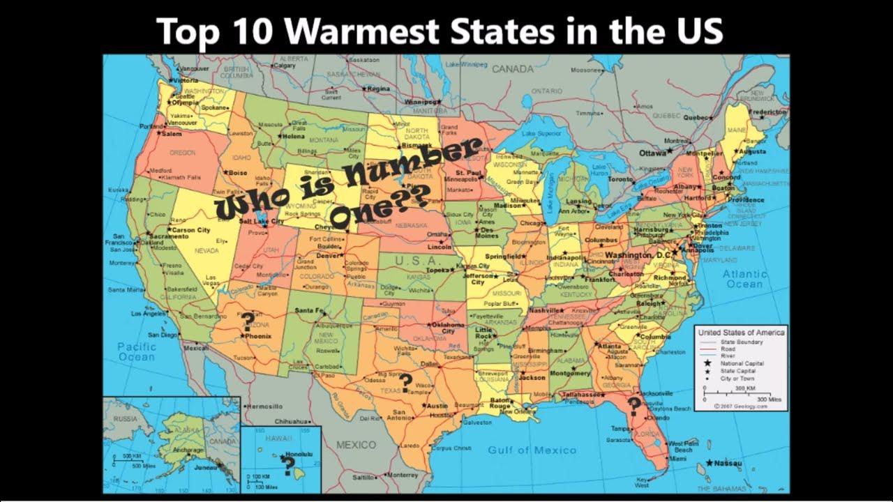 Top 10 warmest states in the us by average temperature with each states