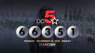 DC LOTTERY Midday 11/26/2018