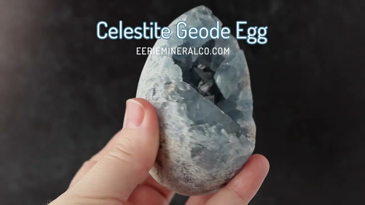 3.75" Celestite Geode Crystal Egg
