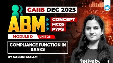 CAIIB ABM Online Classes | Module D Unit 26 | Compliance Function in Banks | CAIIB Dec 2025 | CAIIB