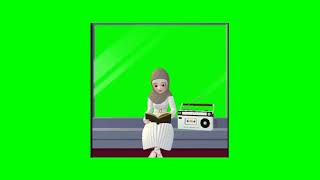 Green screen kartun muslimah bergerak || Kartun muslimah keren