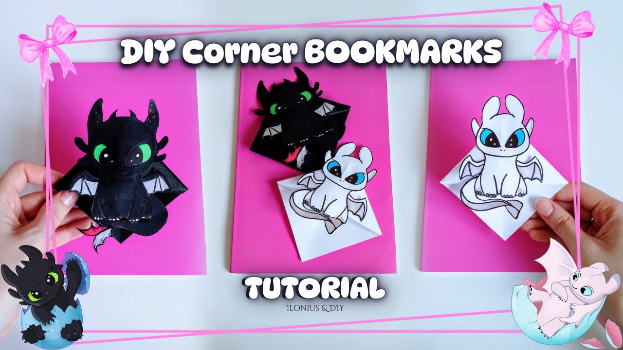 How to Make Toothless AND Light Fury Corner BOOKMARKS | Paper Craft DIY | How to Train Your Dragon