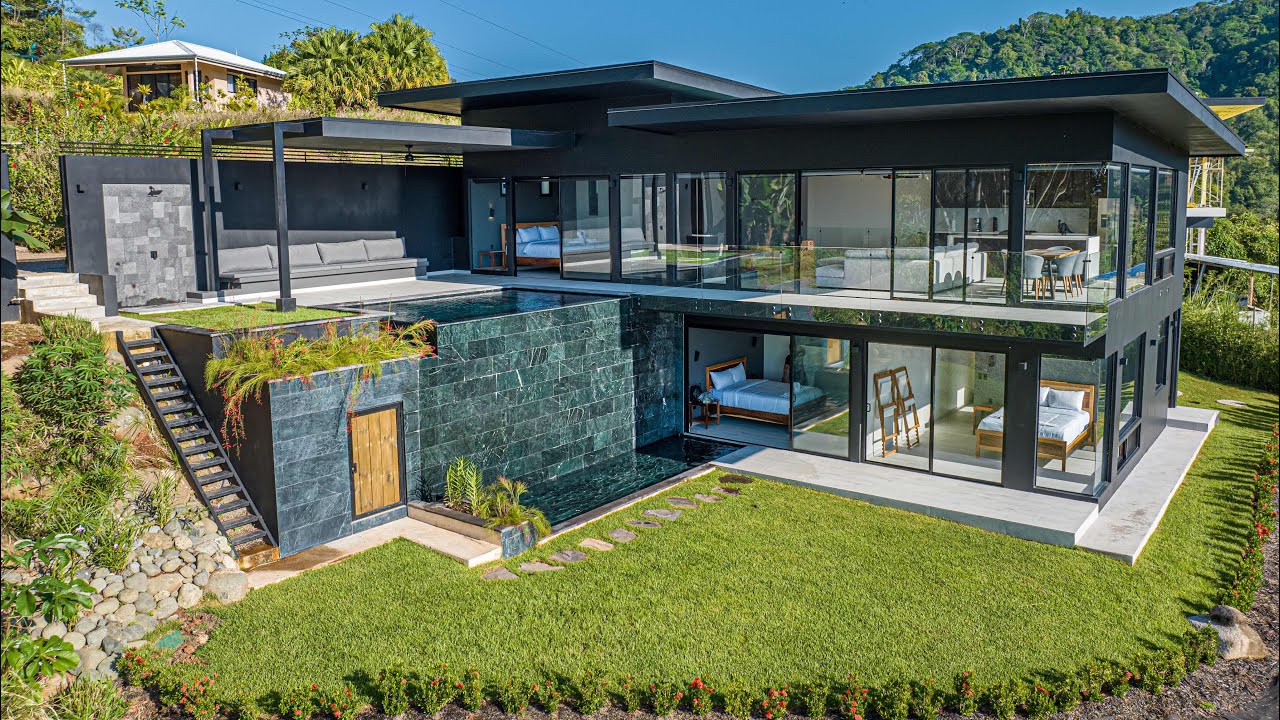 Black Modern House in Costa Rica with Infinity Pool and Ocean View - Hills of Portalón