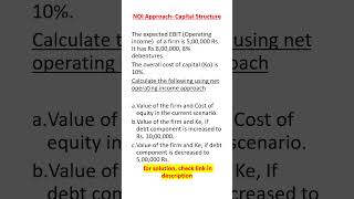 Net Operating Income Approach |Solved Numerical |Capital Structure | #capitalstructure #exam #ugcnet