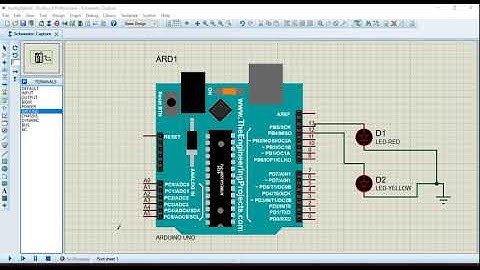 #2 Two different color LED light blinking using Arduino and Proteus