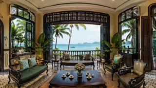 Vietnamese Indochine Ocean View Living Room 360VR | Relaxing Day &amp; Night Ambience with Ocean Waves