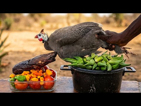 Cooking Carrot Banku In The Village; FULL GUINEA FOWL