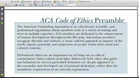 ACA Code of Ethics- Preamble