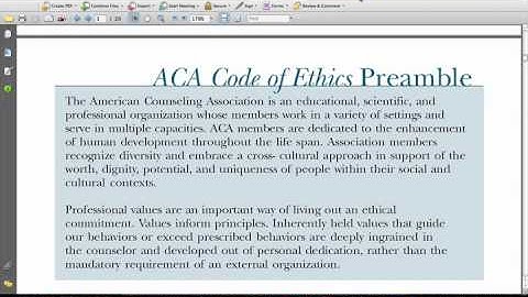 ACA Code of Ethics- Preamble