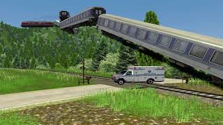 モンスタートラックふみきり Car Eats Ambulance And Police Car  踏切 踏み切り 電車 パトカーと救急車 アニメ アニメーション