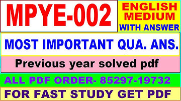 mpye 002 important questions / mpye 2 previous year question paper in English / ma Philosophy study