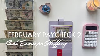February 2024 Budget | Cash Envelope and Sinking Fund Stuffing | Paycheck 2 | 24 Year Old Budgeter