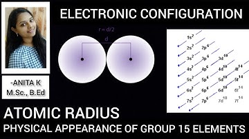 Electronic configuration, atomic radius, physical appearance of group 15 elements ( part 1)