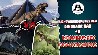 Tyrannosaurus Rex Vs Indominus Rex Vs Giganotosaurus Juric World Evolution 2 Greekgamer