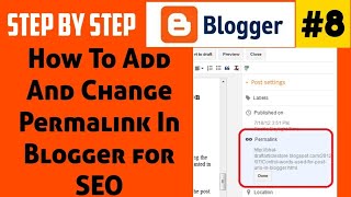 How to change Permalink in blogger blog post | how to add permalink in blog