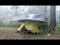 Amazing rainrelaxing camping in real heavy rainstorm and thunder  real long heavy rain in camping