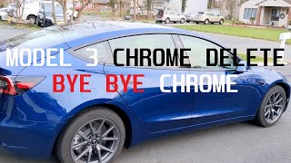 Tesla Model 3 Chrome Delete Before and After