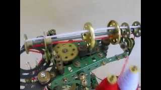 MVI 8908 Extended video 2 - Two-yarn Meccano French knitting machine using rug hooks