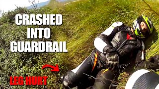 Biker Crashes and Flies Over Guardrail | Crazy Moto Moments